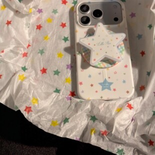 韩系ins简约小众彩色格纹星星磁吸支架适用iPhone17promax手机壳苹果15pro新款 17pro菲林硬壳16pro半包保护套