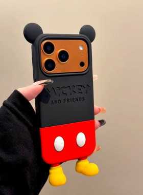 日韩ins潮牌可爱卡通立体米奇适用iPhone17promax手机壳苹果15pro新款16超好看13女14硅胶软壳全包防摔保护套