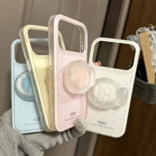 韩系ins小众纯色泼墨英文鲷鱼支架适用iPhone17promax手机壳苹果15pro新款14高级感13女款16超火17防摔保护套