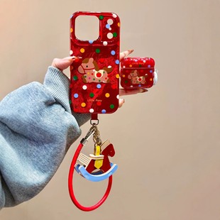 新年ins红色彩色波点小马适用airpodspro3保护壳新款airpods4保护套airpods3耳机套pro2耳机壳苹果2代保护壳