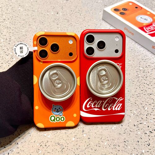 韩系ins易拉罐汽水橙子可乐磁吸支架适用iPhone17promax手机壳苹果15pro新款17pro菲林硬壳16pro半包17保护套