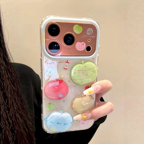 韩风ins多巴胺泼墨立体水果适用iPhone17promax手机壳苹果15pro新款14双层13女款16小众17水晶质感防摔保护套
