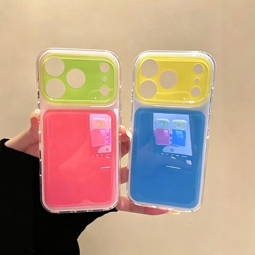 韩风ins夏日撞色拼接果冻感适用iPhone17promax手机壳苹果15pro新款14大视窗13女款16创意小众17防摔15保护套