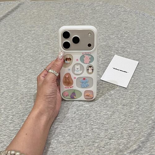 韩系ins满屏白圈圈jellycat家族适用iPhone17promax手机壳苹果15pro新款16卡通双层13女14可爱15防摔17保护套