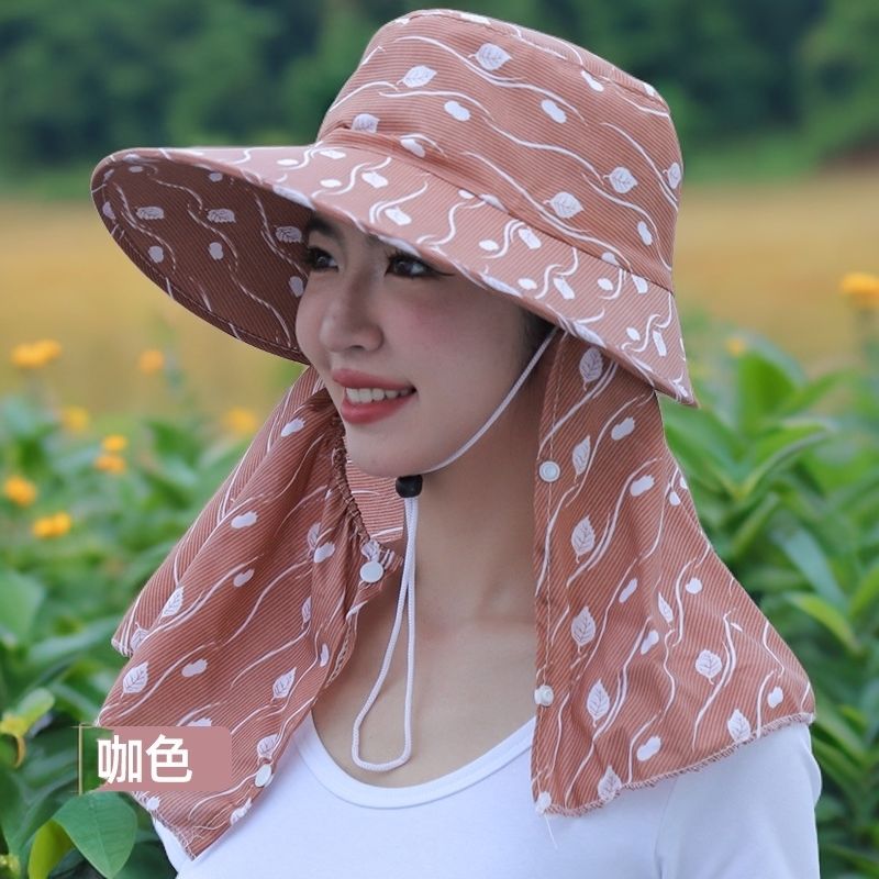 防晒遮阳帽女夏季紫外线遮脸帽子户外太阳帽采茶农活大檐遮阳帽