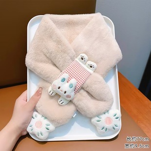 儿童脖套男女童冬季防寒护颈椎加厚加绒保暖围脖宝宝可爱毛绒围巾