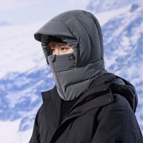 围脖面罩一体头套男冬季骑行保暖加绒羽绒帽子防风防寒滑雪雷锋帽