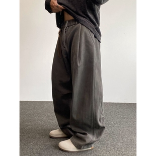 SMDSK EVDY美式复古纯色廓形直筒弯刀工装裤男宽松阔腿休闲长裤潮