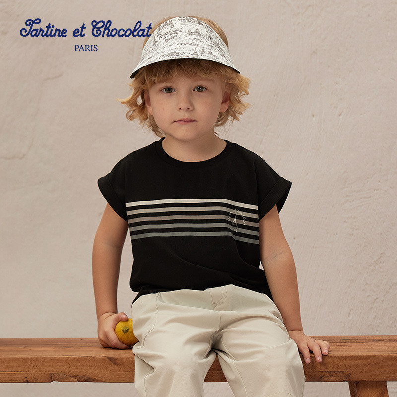 tartineetchocolat法国巧克力童装25夏季新款男童宽肩圆领无袖T恤,童装/婴儿装/亲子装,T恤,淘宝优惠券,粉丝福利购,淘宝优惠卷