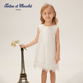 tartineetchocolat法国巧克力童装 25夏新款 女童可拆卸披肩连衣裙