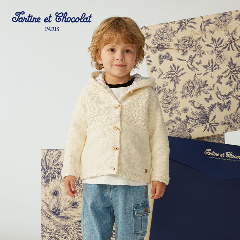 tartineetchocolat法国巧克力童装25新款男女同款连帽外套针织衫,童装/婴儿装/亲子装,毛衣/针织衫,淘宝优惠券,粉丝福利购,淘宝优惠卷