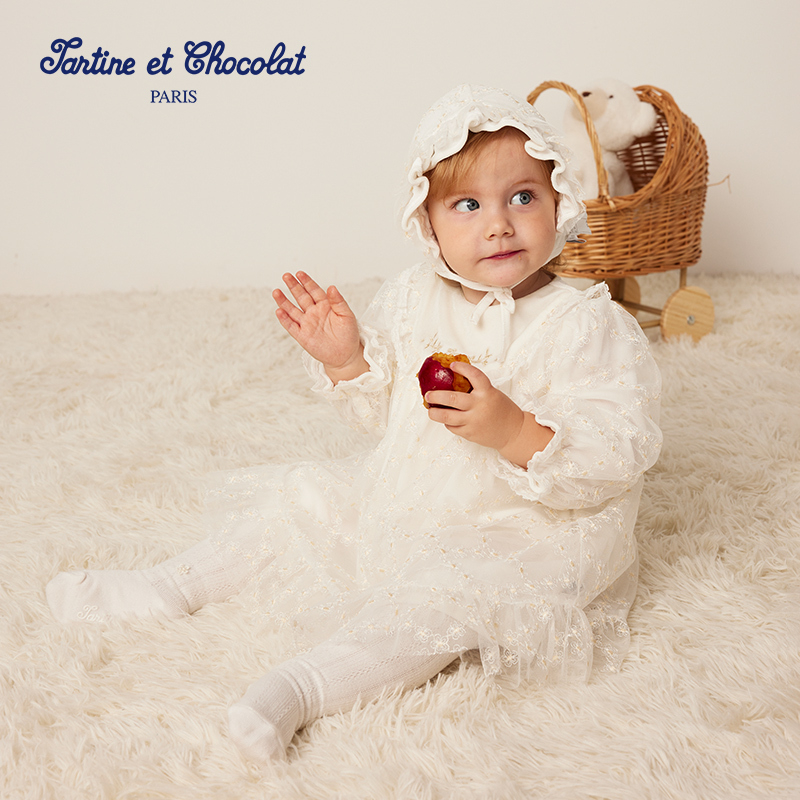 tartineetchocolat法国巧克力童装秋冬新款女宝宝连体服礼服裙