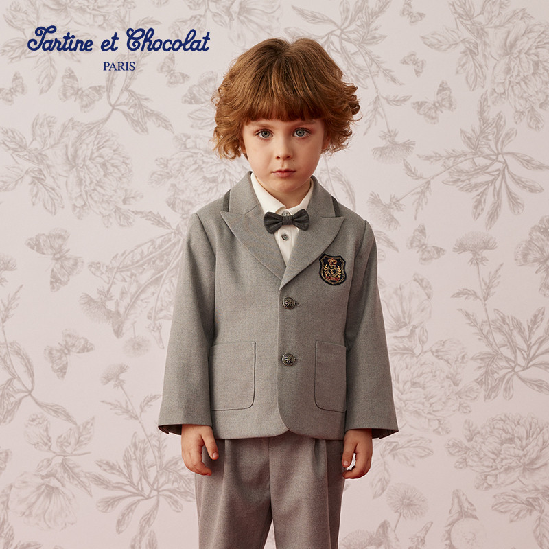 tartineetchocolat法国巧克力童装25春季新品男童学院风西装外套