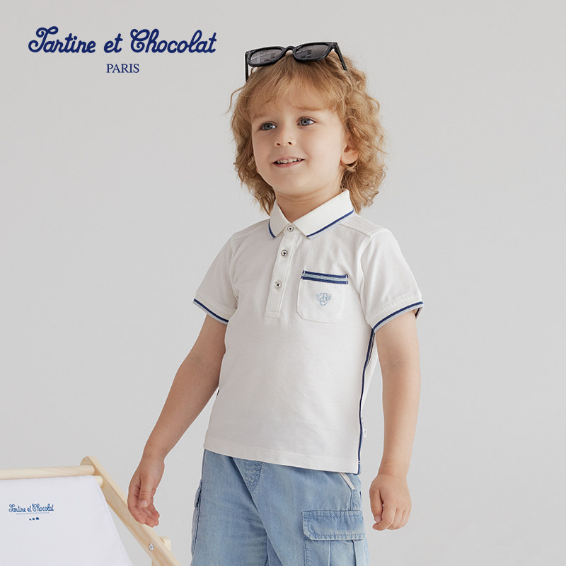 tartineetchocolat法国巧克力童装新品夏季男童短袖polo衫