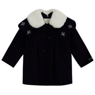 tartineetchocolat法国巧克力24秋冬女童绵羊毛双面呢大衣外套