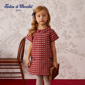 新品 tartineetchocolat法国巧克力童装 25春季 女童棉质满印连衣裙