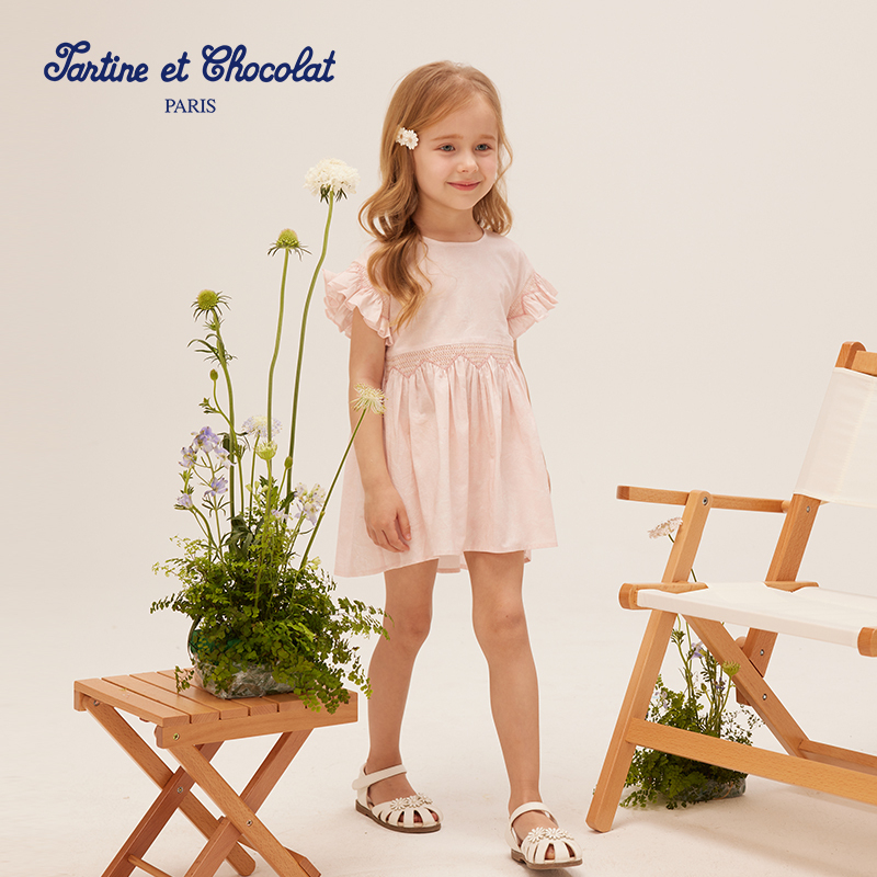tartineetchocolat法国巧克力童装25夏季新女童满印司马克连衣裙