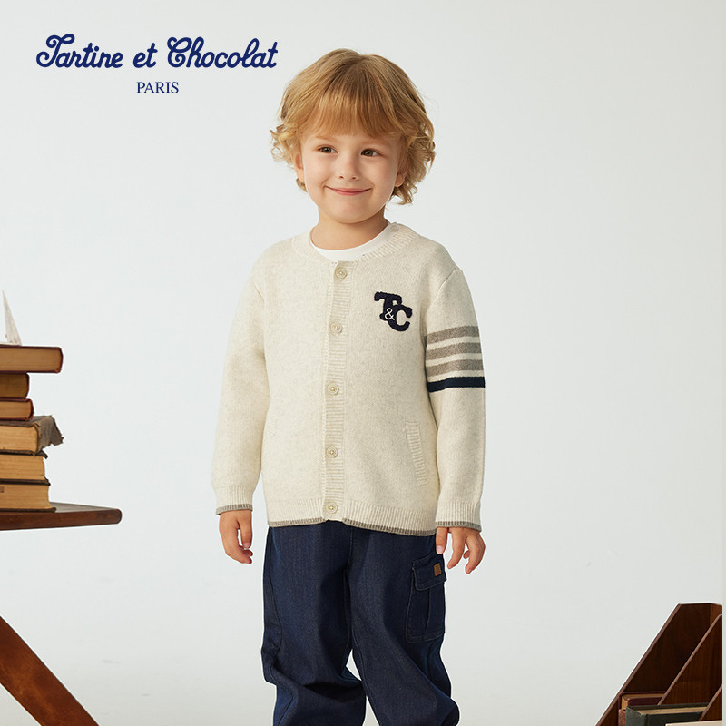 tartineetchocolat法国巧克力童装25新品男童刺绣圆领毛衣针织衫,童装/婴儿装/亲子装,毛衣/针织衫,淘宝优惠券,粉丝福利购,淘宝优惠卷