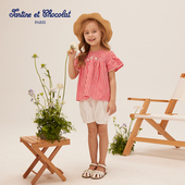 tartineetchocolat法国巧克力童装 女童松紧腰纯色短裤 25夏季 新款