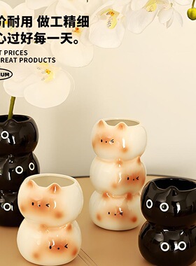 暹罗猫化妆刷收纳桶桌面梳子收纳盒可爱笔筒高颜值ins风办公创意