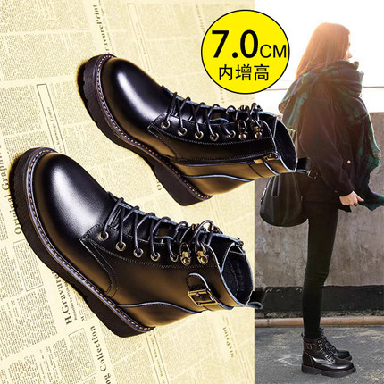 内增高马丁靴小个子短靴女2025秋冬新款英伦风百搭潮牌厚底靴子