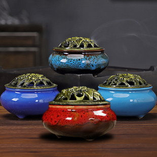 陶瓷香炉盘香炉檀香香炉家用小香炉创意摆件烟灰缸玄关摆件沉香炉