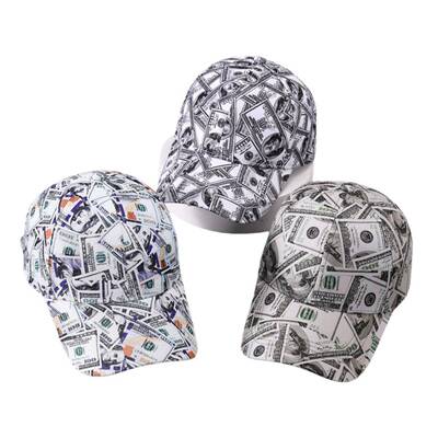 Funky Money Print Baseball Cap 100% Polyester Lightweight