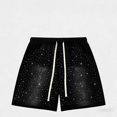 Unisex Y2k Rhinestone Shorts Drawstring Elastic Waist Summer