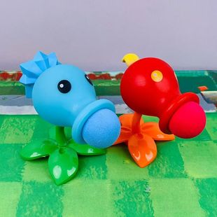 植物大家族大战僵尸2玩具儿童寒冰豌豆射手火焰未来铁桶路障僵尸3