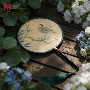 上海博物馆真丝团扇至扇至美古风国风汉服配饰流苏女礼物文创扇子