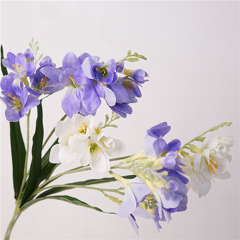 仿真花绢花香雪兰白色花艺蕙兰礼堂布景婚庆蓝色装饰插花家居摆件