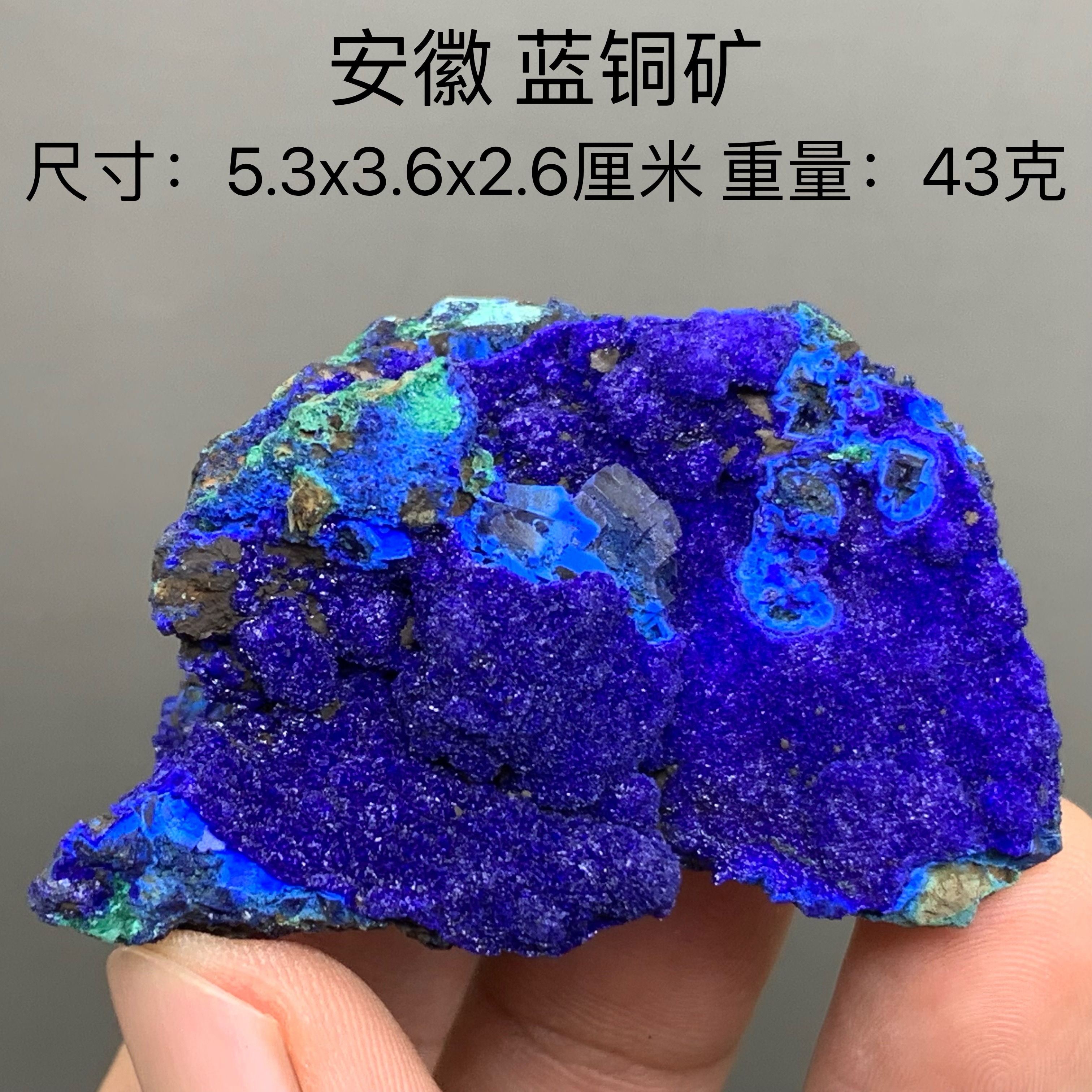 安徽蓝铜矿天然矿物晶体矿石标本收藏观赏原石摆件地质科普宝石24