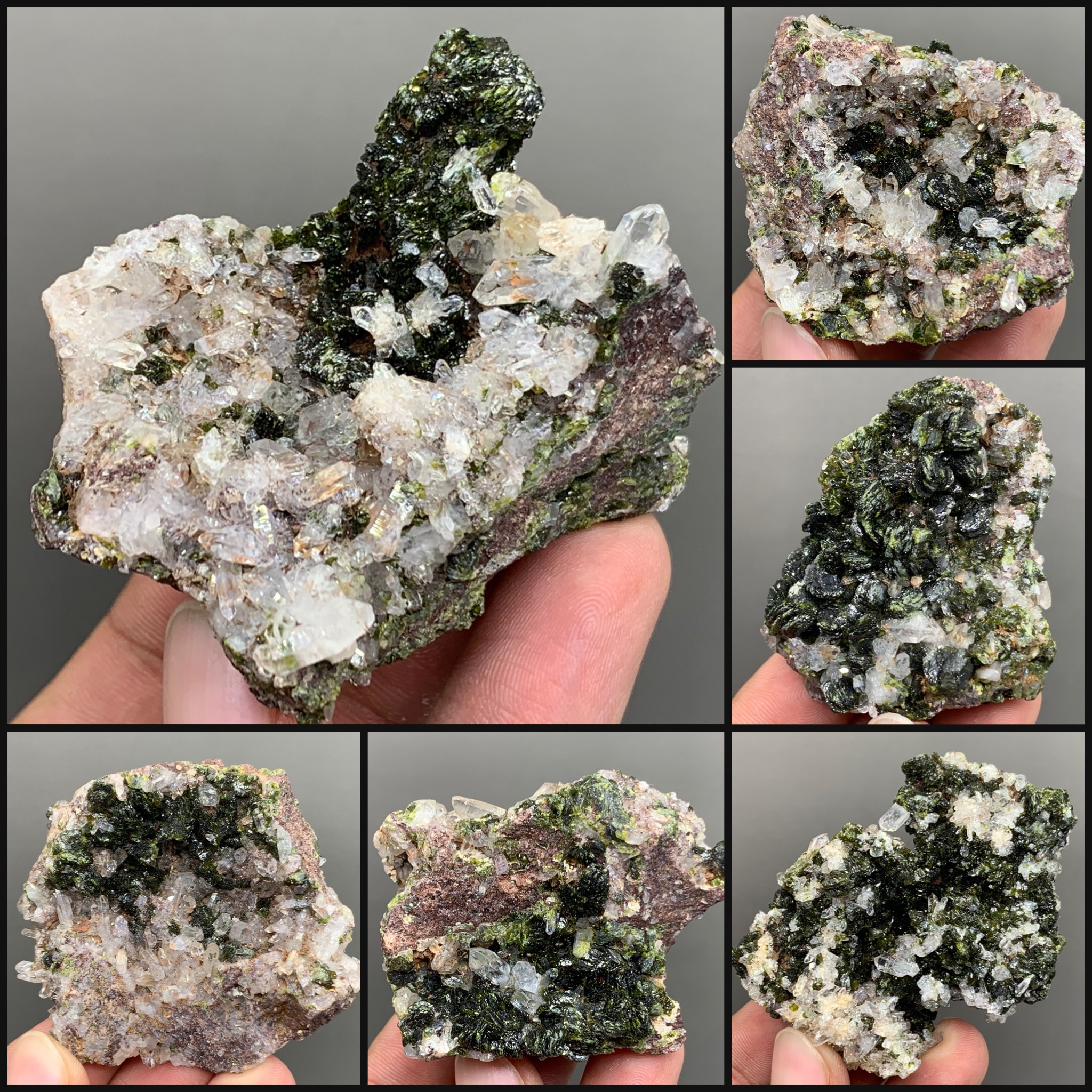 云南 水晶 绿帘石 共生 天然矿物晶体矿石标本收藏观赏原石摆件