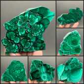 小摆件 天然矿物晶体矿石标本原石抛光把玩纹理漂亮 孔雀石 切片