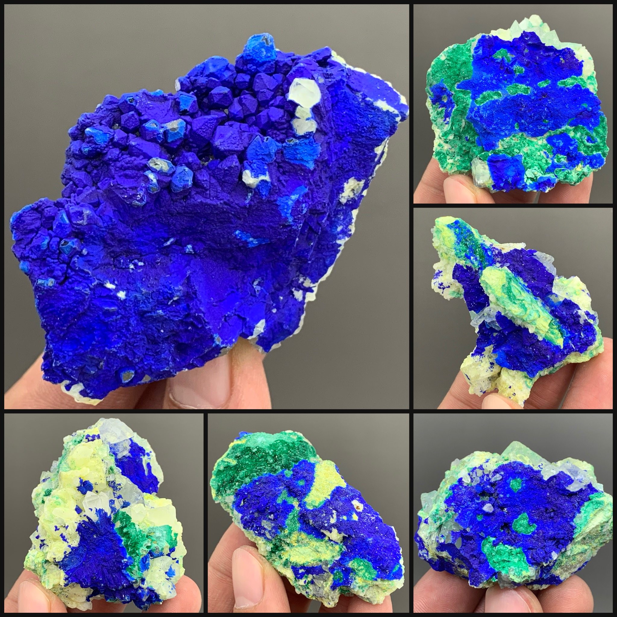 天然 蓝铜矿 孔雀石 水晶 共生矿物晶体矿石标本观赏收藏摆件科普