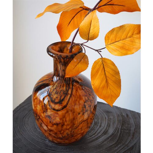 优选NTSTUDIO  新中式山岚肌理琉璃花瓶中P古花器展示架桌面装饰