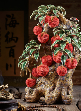 优选石湾荔枝陶瓷k摆件公仔客厅创意饰品餐边柜玄关新中式高端大