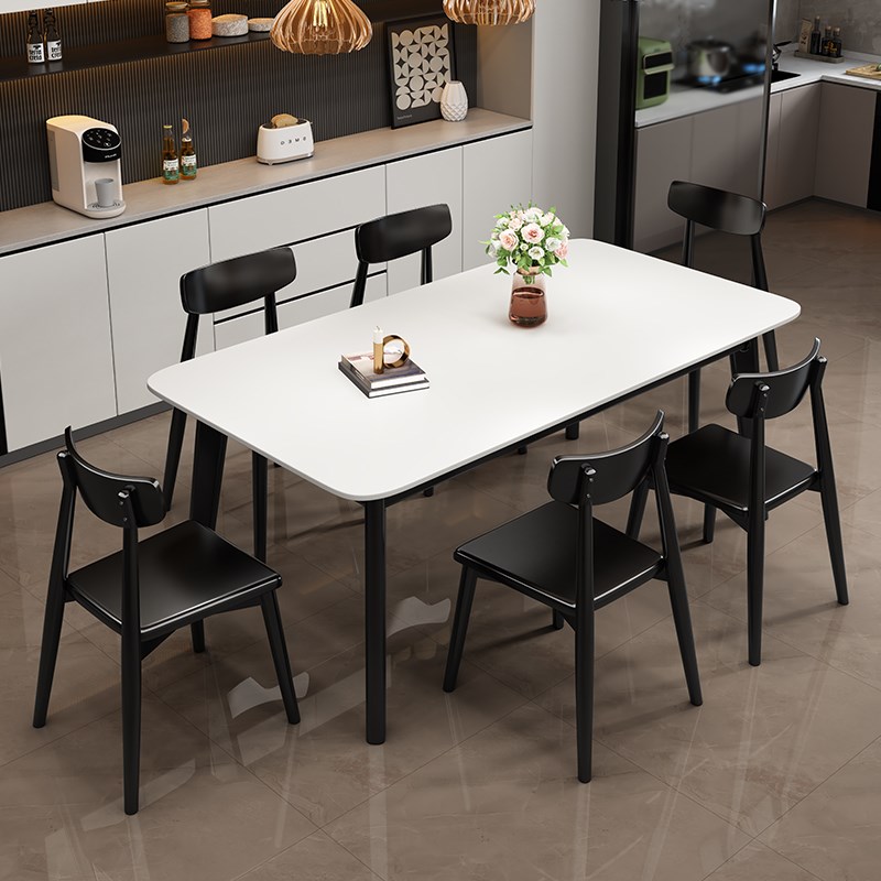 优选实木岩板餐桌椅新款轻奢现代简约客厅家用小户型长Z方形饭桌