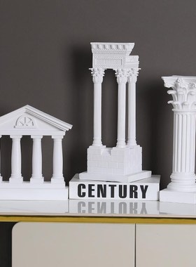 优选希腊a古城神庙建筑模型罗马柱摆件欧式装饰摆设石膏柱子树脂