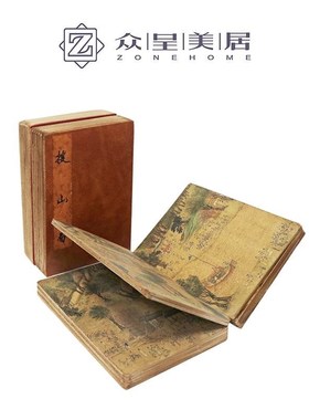 优选新中式古典h画册书房仿古书装饰品样板房书桌玄关软装创意摆