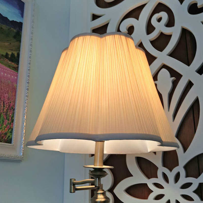 优选欧式布艺灯罩外壳台灯小落地灯大简约个性创T意梅花形黄色卧