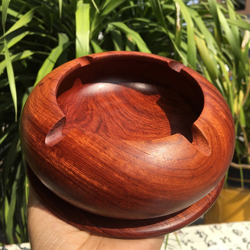 优选红木烟灰缸客厅缅甸花梨木实木烟缸家用M中式木质大号个性小