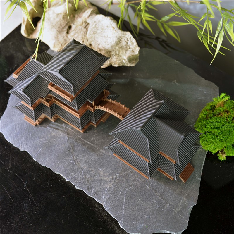 优选古代建筑宋代酒楼p仿真小摆件新款中式古建模型古典鱼缸复古