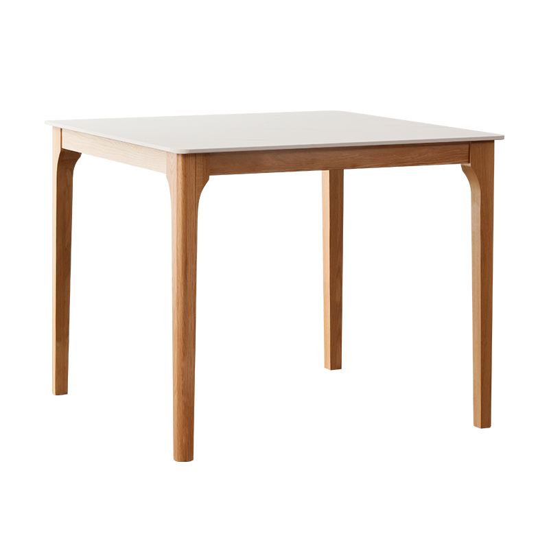 优选北欧实木岩板l方桌小户型餐桌椅组合日式橡木正方形桌洽谈桌