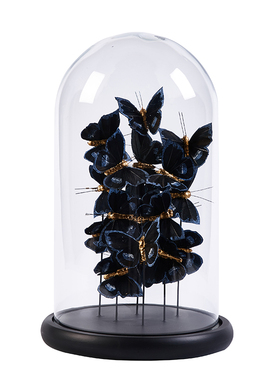 优选欧式创意蝴蝶玻璃o罩摆件软装客厅酒柜书架样板间设计感家居