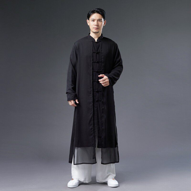 优选古风男装汉服白色仙气雪纺古装演出服男中式R长袍男日常唐装