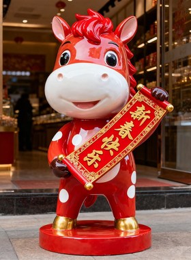 新款2026元旦春节卡通t马造型雕塑户外景区小区商场门店新年装饰