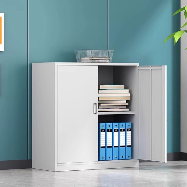 优选铁移门办公文件柜套色铁皮柜矮柜宿I舍储物带锁小柜子桌边书