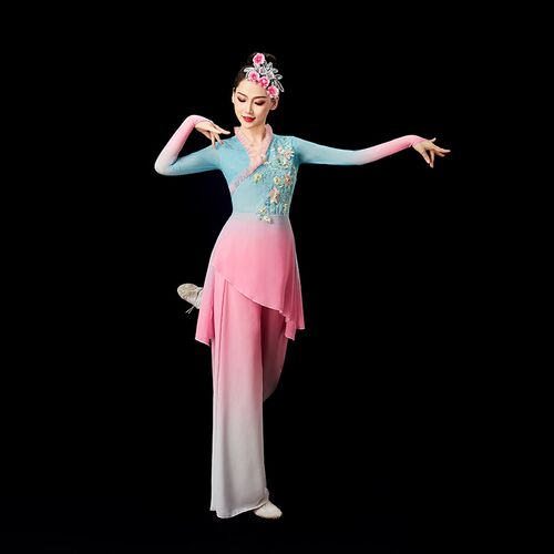 新品古典舞e演出服女飘逸中国风新款中老年秧歌服扇子舞蹈服装套