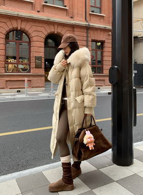 11/11 10AM徐琳「暖萌大面包」宽松大廓型中长款狐狸毛毛领羽绒服